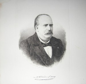 Retrato y firma de Narciso Serra