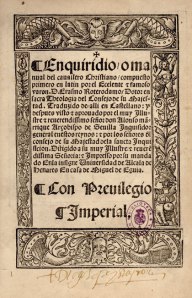 Portada del Enquiridion de Erasmo, editado por Miguel de Eguía