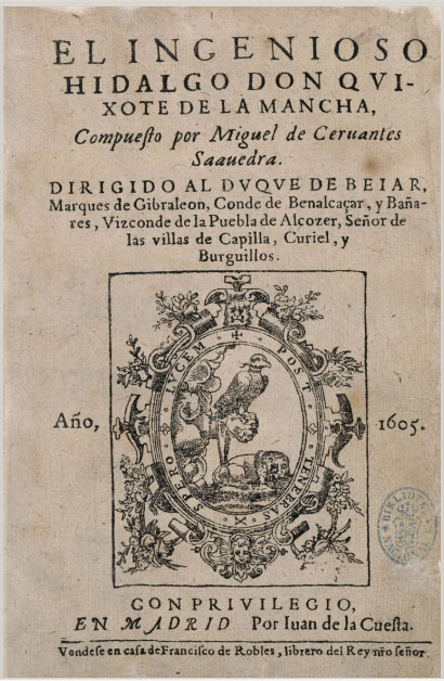 Portada de la Primera parte del Quijote (1605)
