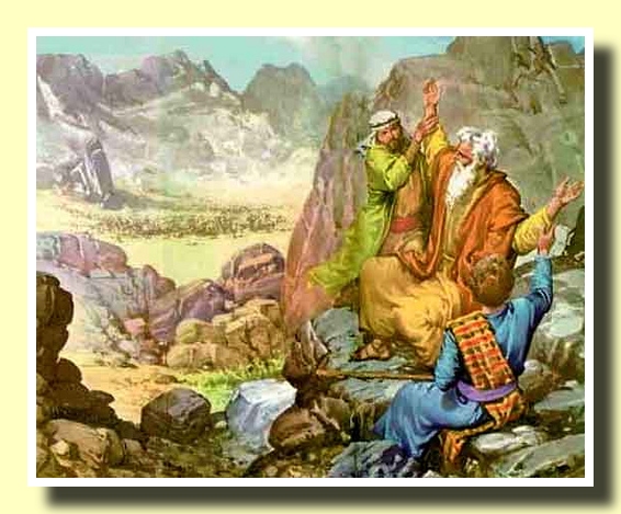 Moisés con los brazos en alto