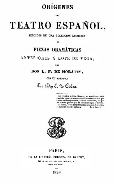 Moratín, Orígenes del teatro español