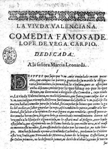 Dedicatoria de La viuda valenciana