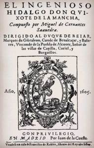 Portada de la Primera parte del Quijote, dedicada al duque de Béjar