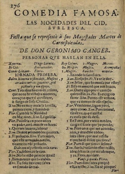 Las mocedades del Cid, de Cáncer y Velasco