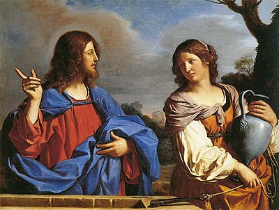 La imagen tiene un atributo ALT vacío; su nombre de archivo es guercino_-_jesus_and_the_samaritan_woman_at_the_well_-_wga10946.jpg
II Guercino (Giovanni Francesco Barbieri), «Jesús y la samaritana en el pozo» (c. 1640-1641). Museo Nacional Thyssen-Bornemisza (Madrid).