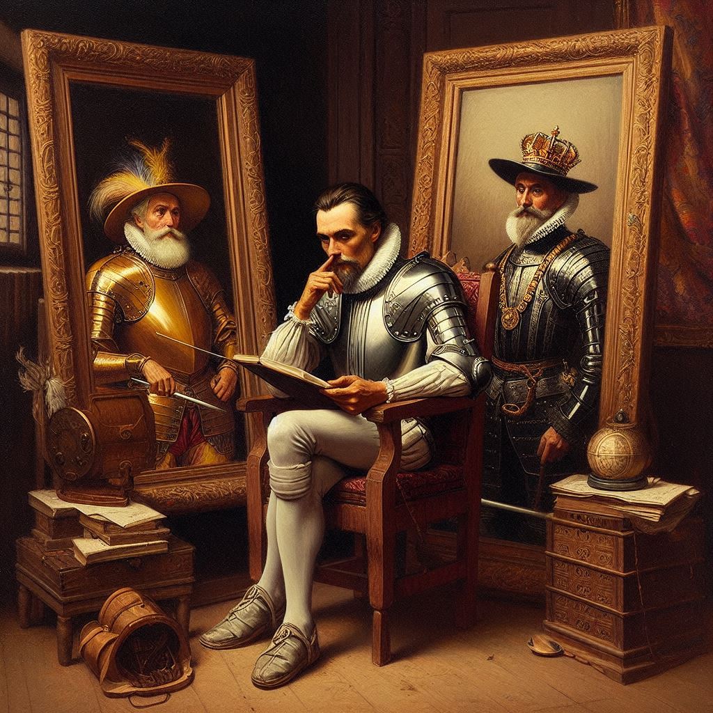 Los dos espejos de Miguel de Cervantes (imagen generada por IA)