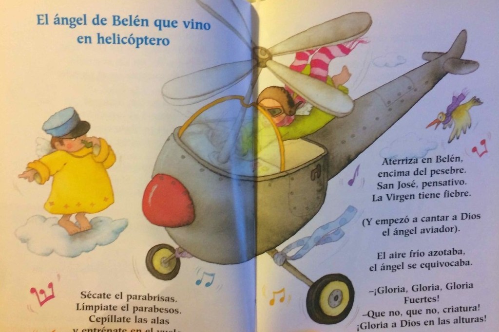 Ilustración de Marifé González en el libro de Gloria Fuertes Lo primero es lo primero. Lo primero es el Belén