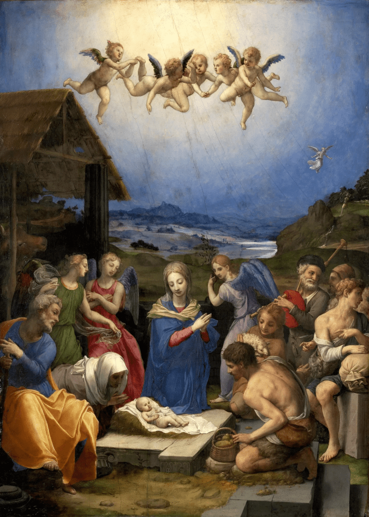 Agnolo Tori, Il Bronzino, LʼAdorazione dei pastori (1539). Magyar Nemzeti Galéria (Budapest, Hungría)