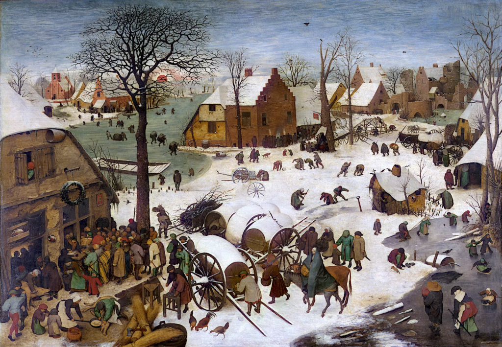 Pieter Brueghel el Viejo, Volkstelling te Bethlehem / Censo en Belén (1566). Museo Real de Bellas Artes (Bruselas, Bélgica).