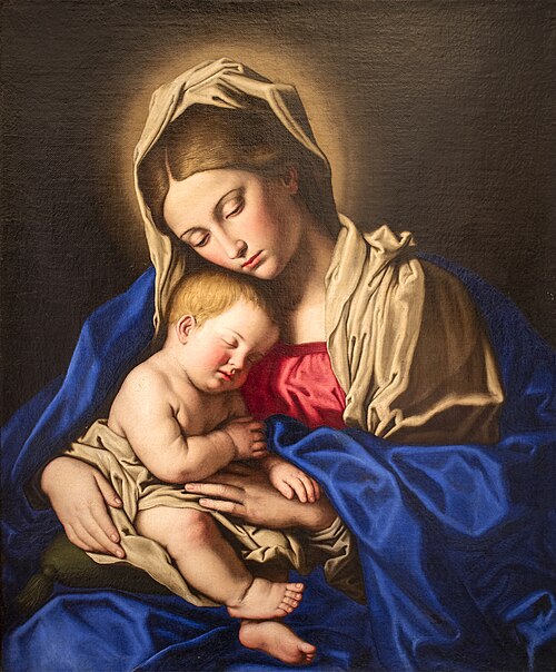 Giovanni Battista Salvi, Il Sassoferrato, Madonna con el Niño (1640). Pinacoteca Comunale di Cesena (Italia).